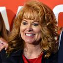 GOP Pennsylvania treasurer Stacy Garrity poses for photos at a campaign event in April, 2024, in Harrisburg, Pa.