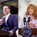 Gov. Josh Shapiro (left) and PA Treasurer Stacy Garrity