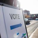 A sign directing voters in Pennsylvania on Election Day 2020.