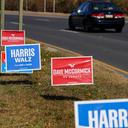 Campaign signs are displayed along Hellertown Road in Bethlehem, Northampton County, Pennsylvania.