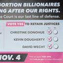 A mailer funded by Planned Parenthood Votes, urging Pa. voters to retain three Democratic state Supreme Court justices.