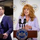 Gov. Josh Shapiro (left) and PA Treasurer Stacy Garrity