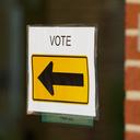 A voting sign is shown in Quakertown, Bucks County, Pennsylvania during the May 19, 2026 primary election.