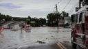 Flooding in Westfield, Tioga County, during Tropical Storm Debby in August 2024.