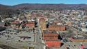 An aerial view of downtown Bradford, Pennsylvania.