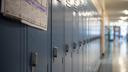 A row of lockers at Bennetts Valley Elementary School in Weedville, Pennsylvania on April 5, 2023.