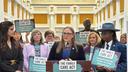 State Rep. Jen O'Mara speaks at a March event on paid family leave legislation.
