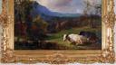 Painting of a landscape with cows by Christopher High Shearer.