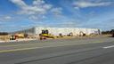 A warehouse under construction at Route 222 and Evans Road in Berks County, PA.