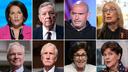 Sen. Catherine Cortez Masto, D-Nev., top row from left, Senate Judiciary Committee Chairman Dick Durbin, D-Ill., Sen. John Fetterman, D-Pa., Sen. Maggie Hassan, D-N.H., and bottom row from left, Sen. Tim Kaine, D-Va., Sen. Angus King, I-Maine, Sen. Jacky Rosen, D-Nev., and Sen. Jeanne Shaheen, D-N.H.