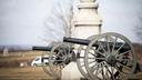 Cannons positioned on a field at Gettysburg National Military Park