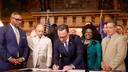 Gov. Josh Shapiro signs the 2026-2027 Pennsylvania state budget on July 12, 2026.
