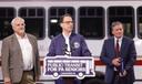 Gov. Josh Shapiro promotes his transit funding plan, which includes money for shared-ride services.