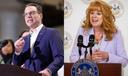 Gov. Josh Shapiro (left) and PA Treasurer Stacy Garrity
