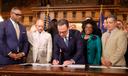 Gov. Josh Shapiro signs the 2026-2027 Pennsylvania state budget on July 12, 2026.