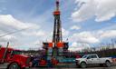 Work continues at a shale gas well drilling site in St. Mary's, Pa., March 12, 2020.