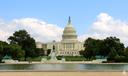 A summer view of the Capitol Reflecting Pool, Grant Memorial, and U.S. Capitol Building.