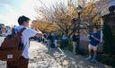 Students wait in line to vote Nov. 5, 2024, outside Kirby Sports Complex in Easton, Pennsylvania.