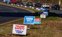 Campaign signs are displayed along Hellertown Road in Bethlehem, Northampton County, Pennsylvania.