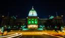The Pennsylvania Capitol in Harrisburg was lit green in 2016 to celebrate the passage of medical marijuana.
