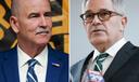 Patrick Dugan (left) and Philadelphia District Attorney Larry Krasner (right)