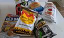 Bags of potato chips on a counter