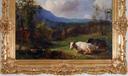 Painting of a landscape with cows by Christopher High Shearer.