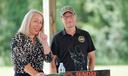 State Rep. Mandy Steele (D., Allegheny) and Democratic Gov. Josh Shapiro at the Sunday hunting bill signing.