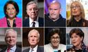 Sen. Catherine Cortez Masto, D-Nev., top row from left, Senate Judiciary Committee Chairman Dick Durbin, D-Ill., Sen. John Fetterman, D-Pa., Sen. Maggie Hassan, D-N.H., and bottom row from left, Sen. Tim Kaine, D-Va., Sen. Angus King, I-Maine, Sen. Jacky Rosen, D-Nev., and Sen. Jeanne Shaheen, D-N.H.