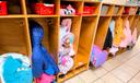 Cubbies line a hallway of The Red Balloon Early Learning Center in Scott Township, Allegheny County.