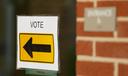 A voting sign is shown in Quakertown, Bucks County, Pennsylvania during the May 19, 2026 primary election.