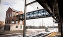 Train tracks and passenger platforms at a Pennsylvania Amtrak station.
