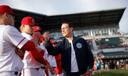 Gov. Josh Shapiro attends the Harrisburg Senators home open on April 11, 2023.