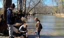 Volunteers with the Live Stake Collaborative plant stakes on the banks of Standing Stone Creek in Huntingdon County, PA.