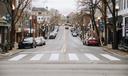 The view of Allen Street from College Avenue, in downtown State College, Pennsylvania.