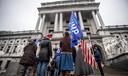 Trump supporters protest outside the Capitol building on Monday, Dec. 14. Twenty electors from across Pennsylvania gathered in Harrisburg today to cast their votes for Joe Biden.