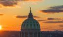 The sun rises over the state Capitol building in Harrisburg, Pennsylvania.