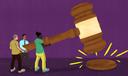 Illustration of people holding a gavel