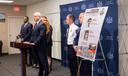 Attorney General Dave Sunday announces the results of a criminal case involving former Penn State University students, in State College, PA on August 17, 2026.