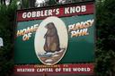 A sign in Punxsutawney, Pa., welcomes visitors to Gobbler's Knob.