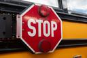A school bus photographed during a 2024 Pennsylvania state government press conference.