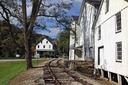 A portion of what was once the Maryland & Pennsylvania Railroad curves around a former flour mill in York County.
