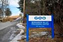 The sign for the GEO Group Moshannon Valley Processing Center, immigration detention facility in Clearfield County.
