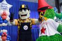 Sports mascots promoting the 2026 NFL Draft in Pittsburgh.