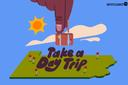 Illustration of a hand holding a suitcase over Pennsylvania’s silhouette.