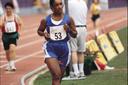 Loretta Claiborne runs during the 1999 Special Olympics World Summer Games in North Carolina.