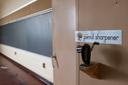 A classroom is seen inside the former Longview Elementary School in Punxsutawney, PA, on April 5, 2023.