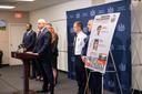 Attorney General Dave Sunday announces the results of a criminal case involving former Penn State University students, in State College, PA on August 17, 2026.