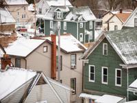 Rooftops of homes in Blair County, Pennsylvania.