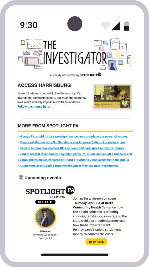 Screenshot of the newsletter on a mobile device Screenshot of the newsletter on a mobile device
